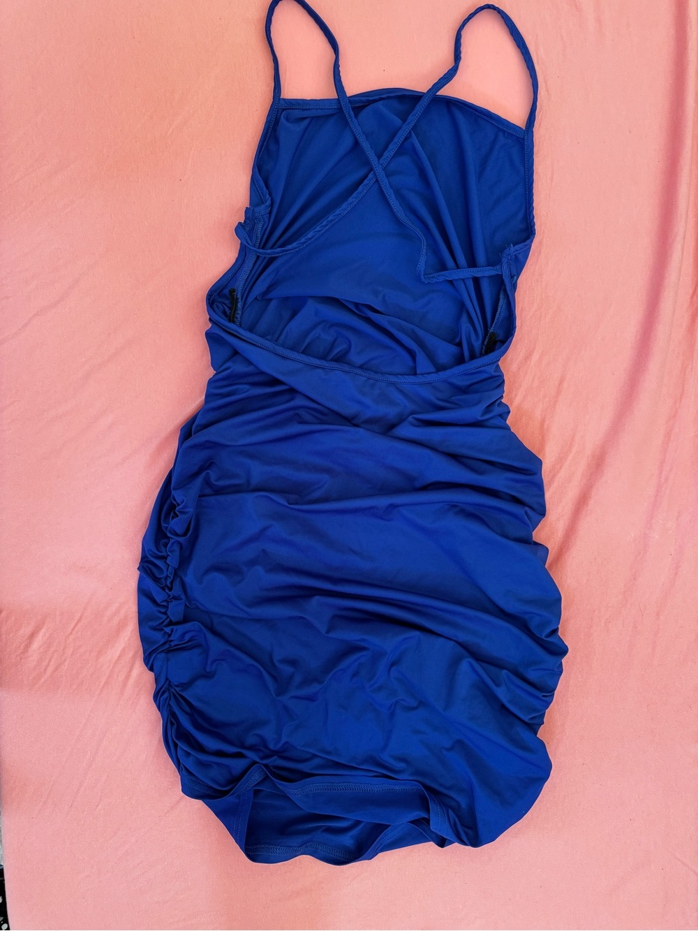 SHEIN Royal Blue Ruched Spaghetti Strap Mini Dress